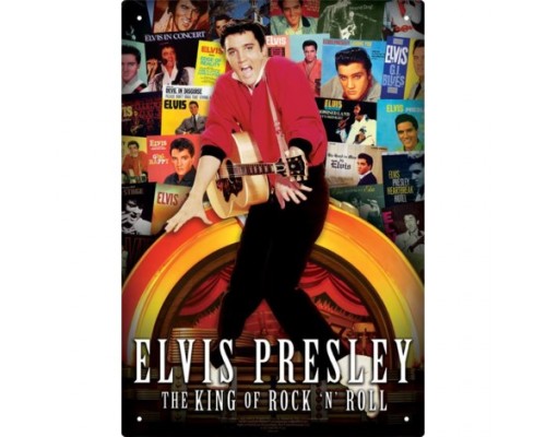 Enseigne Elvis Presley en métal / Collage d'albums